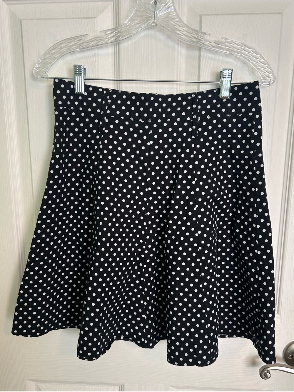 Black and White Polka Dot Flare Skirt